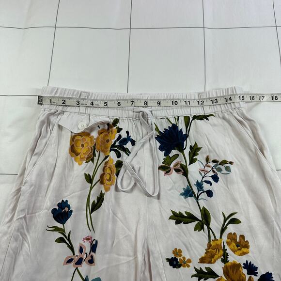 Anthropologie Pants Womens Medium White Floral Printed Pull On Bohemian Wide Leg - Picture 7 of 12